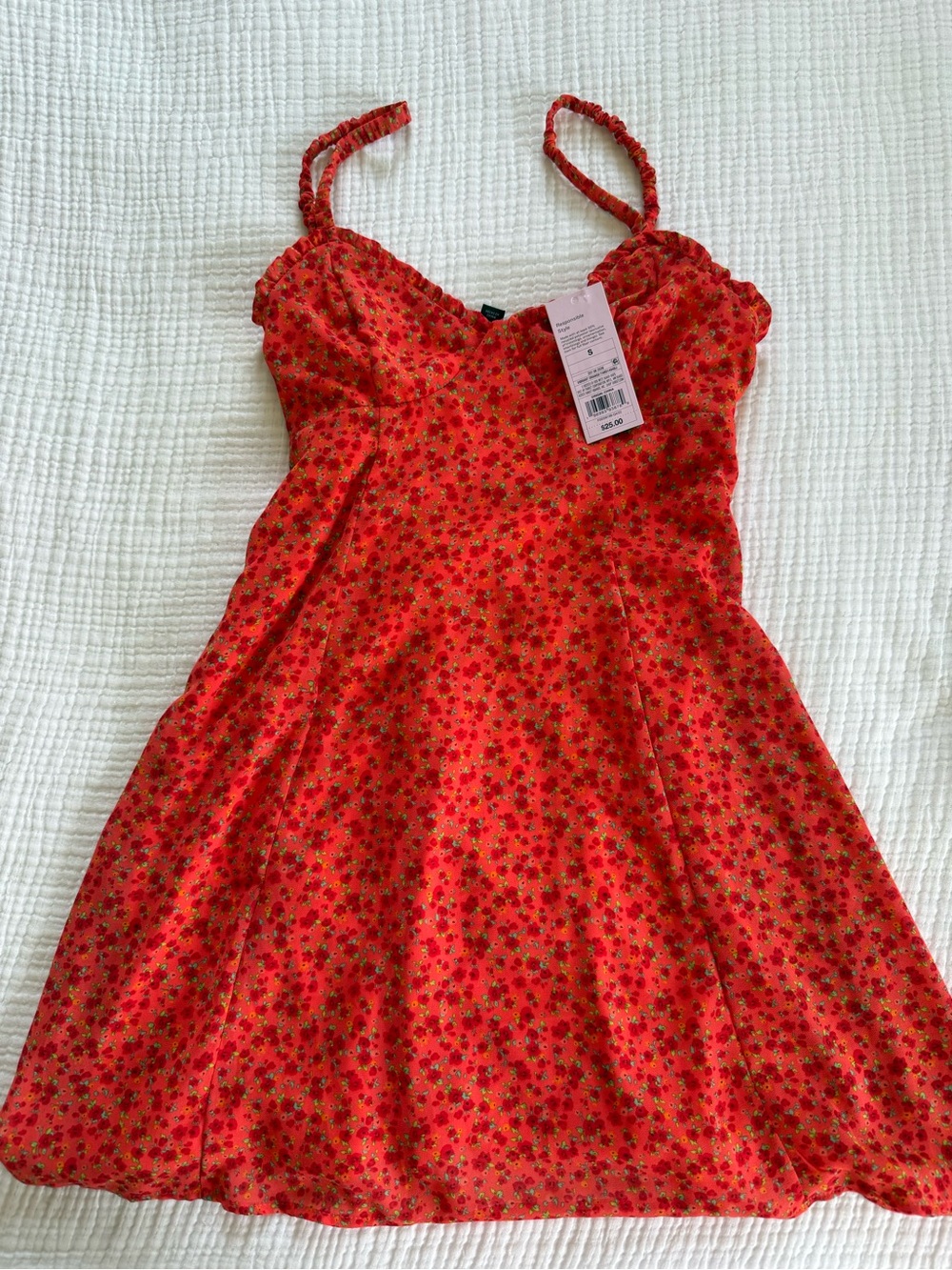 Target Vibrant Orange Floral Sundress with Green Accents